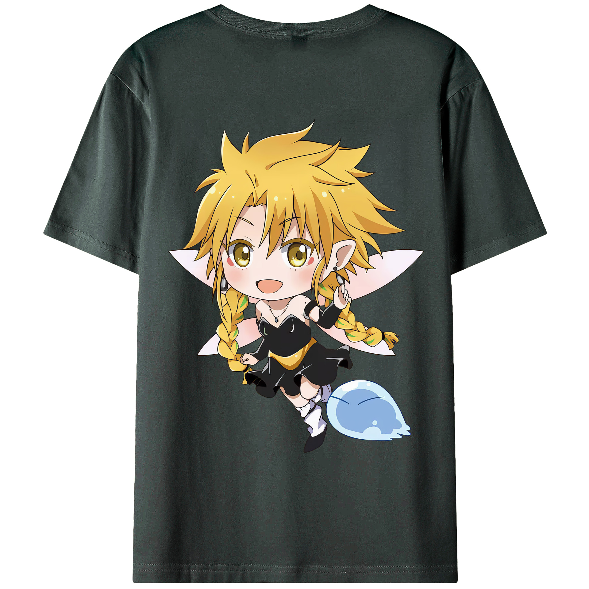 （画像用） 転スラ Regarding Reincarnated to Slime 綿100％ メンズ半袖Tシャツ（バックプリント） 通気性